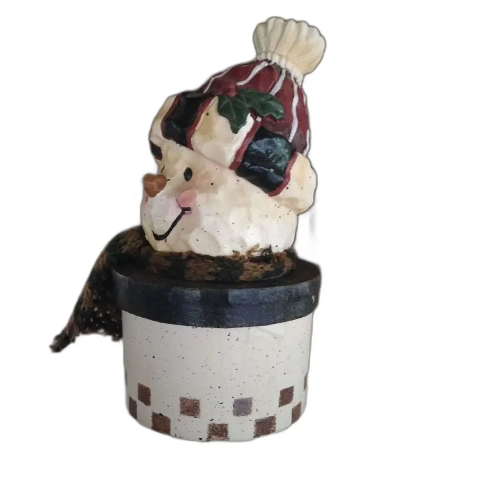 Snowman Trinket Gift Box Resin Cardboard Christmas Winter Holiday Frosty